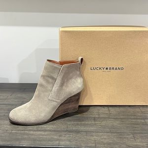 Lucky Brand- Grey Wedge Booties